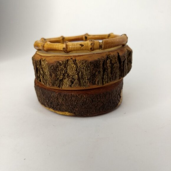 Carved Wood Bark Bracelets Lot 3 Farmhouse Fairy Cottagecore Hippie Boho Granola - Picture 4 of 15